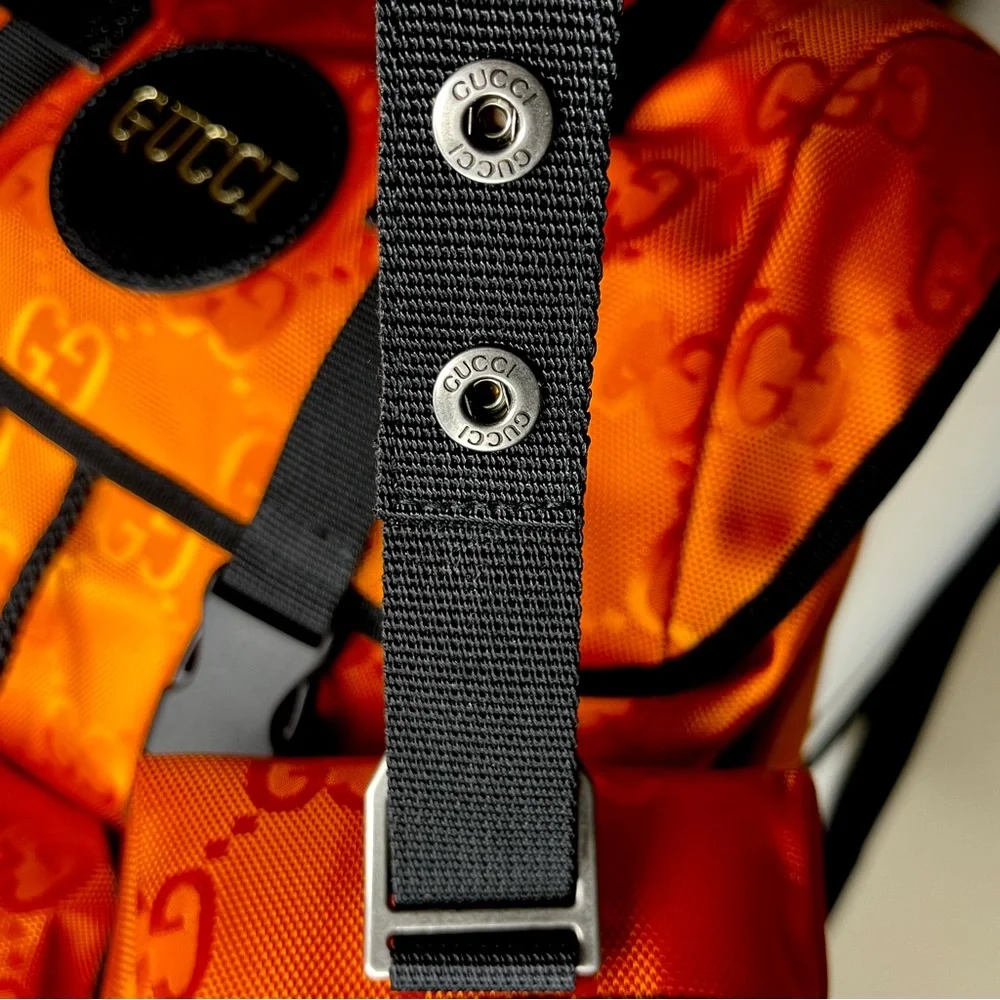 GUCCI Off The Grid Backpack Econyl Orange GG Logo Sustainable Rucksack Luxurious - Picture 11 of 16